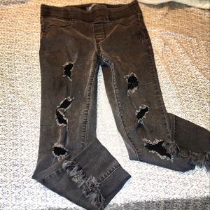 Old Navy Rockstar Black destroyed frayed hem cotton jeggings size 8